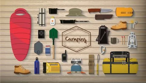 Set of camping Illustrazione stock