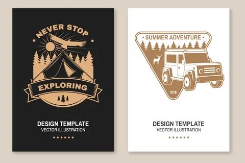 Set of camping inspirational quotes. Vector. Concept for flyer, brochure, banner Stock Illustration