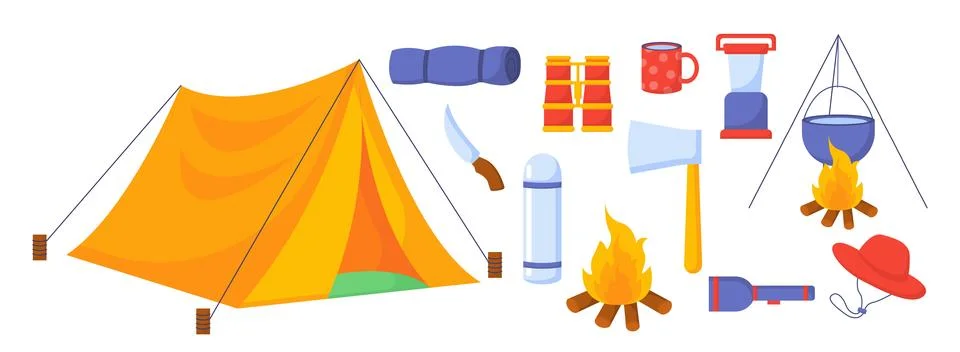 Set for camping vector concept Stock Illustration
