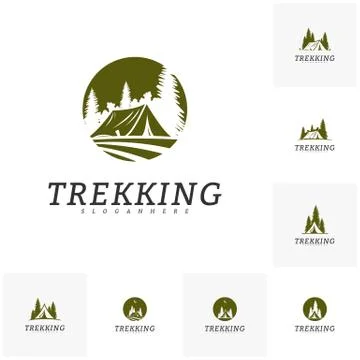 Set of Camping vector logo template. Outdoor activity symbol logo Stock Illustration