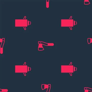Set Can container for milk and Wooden axe on seamless pattern. Vector イラスト素材