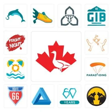 Set of canada goose, pack wolf, diamond jubilee, penrose triangle, route 66,  무료 스톡 일러스트