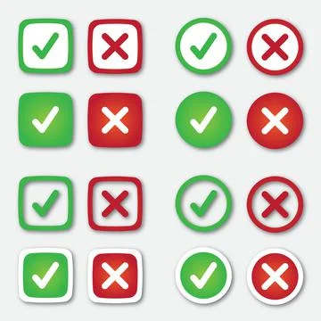 Set of Cancel and check button collection Stock Illustration