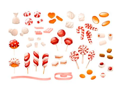 Set of candies in different rotations, isolated Stock Illustration
