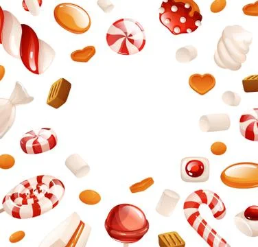 Set of candies in different rotations, isolated Stock Illustration