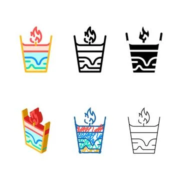 Set candle handiwork color icon vector Stock Illustration