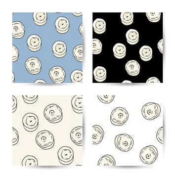 Set of candles background comic style doodles seamless patterns. Collection o Stock Illustration