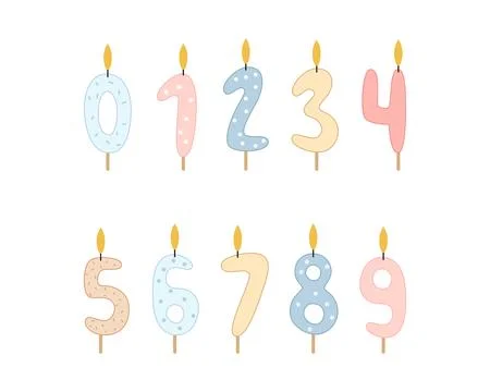 A set of candles in the form of numbers from 0 to 9. Vector illustration. Stock Illustration