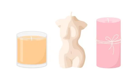 Set of candles isolated on a white background. Flat vector illustration Stock Illustration