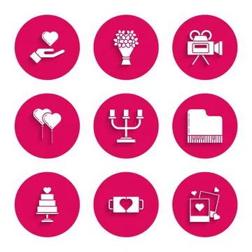 Set Candlestick, Two coffee cup heart, blanks photo frames hearts, Grand piano イラスト素材