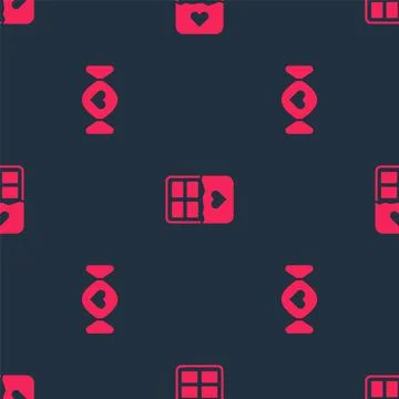 Set Candy and Chocolate bar on seamless pattern. Vector イラスト素材