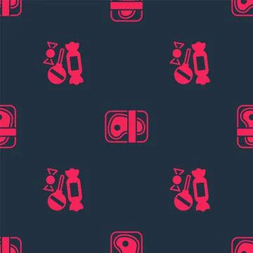 Set Candy and Meat packaging steak on seamless pattern. Vector 스톡 일러스트