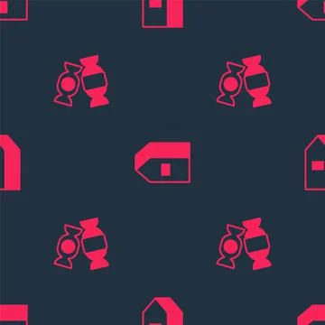 Set Candy and Paper package for milk on seamless pattern. Vector 스톡 일러스트