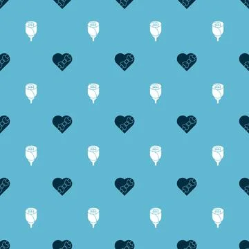 Set Candy in heart shaped box and Flower rose on seamless pattern. Vector Stock Illustration