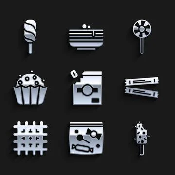 Set Candy packaging for sweets, Ice cream, Sugar stick packets, Cracker biscuit Illustrazione stock