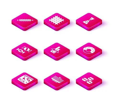 Set Candy packaging for sweets, Stack of pancakes, Chocolate bar, Macaron cookie Stock Illustration