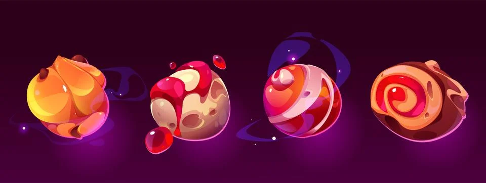 Set of candy planets Illustrazione stock