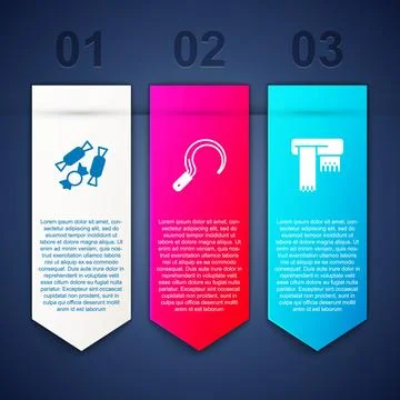 Set Candy, Sickle and Winter scarf. Business infographic template. Vector Stock Illustration