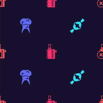 Set Candy, Tooth with caries, Electronic cigarette and No electronic on seamless Illustrazione stock