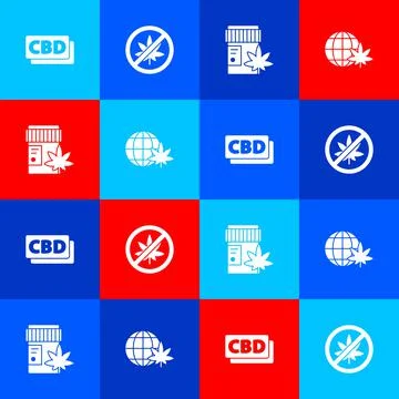 Set Cannabis molecule, Stop marijuana or cannabis leaf, Medical bottle with and Stock Illustration
