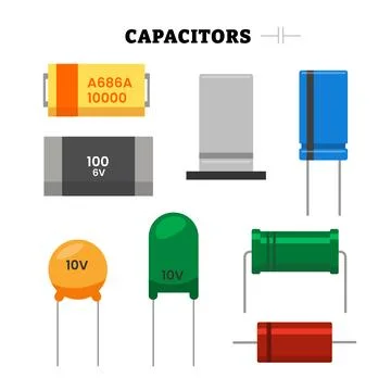 Set of capacitor icon set collection vector illustration, essential part of.. Stock Illustration
