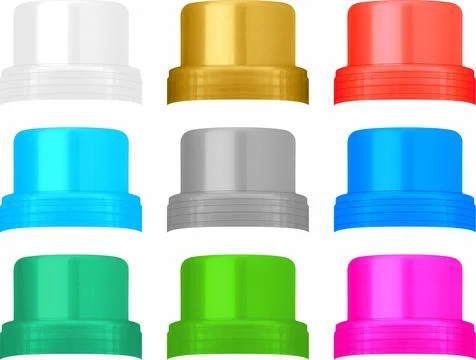Set of caps for plastic bottle. Various colors Illustrazione stock