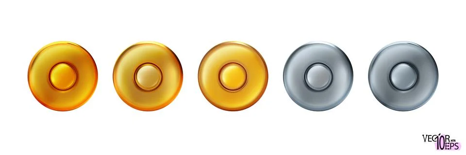 Set capsule off bullets icon gold and silver. Weapon rim and primer small arm Stock Illustration