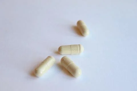 A set of capsules on a white background Stock Photos