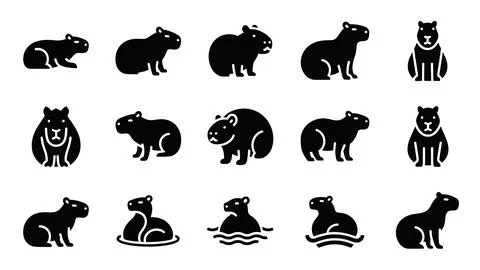 Set of capybara icons. collection of capybara vector sign. capybara symbol,.. Stock Illustration