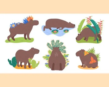 Set with capybaras Stock Illustration
