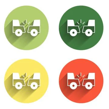 Set Car accident icon isolated with long shadow background. Auto accident i.. Stock Illustration