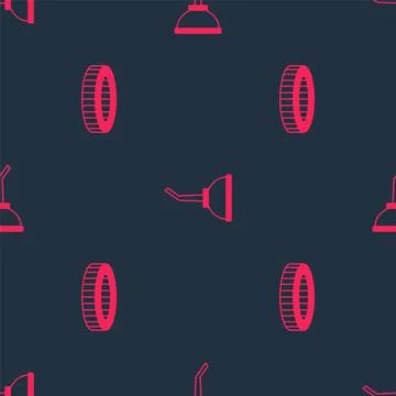 Set Car air filter and Canister for motor machine oil on seamless pattern Stock Illustration