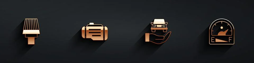 Set Car air filter, Check engine, Auto service check automotive and Motor g.. Stock Illustration
