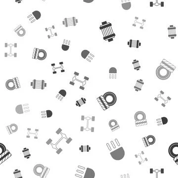 Set Car air filter, High beam, tire wheel and Chassis car on seamless pattern Stock Illustration