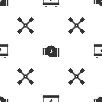 Set Car battery, Check engine and Wheel wrench on seamless pattern. Vector Illustrazione stock