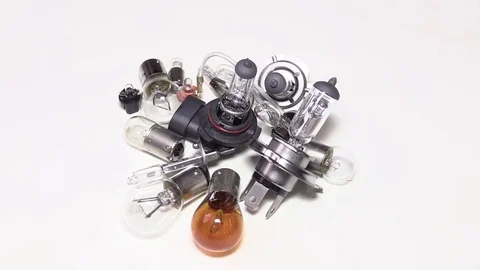 Set of Car Bulbs isolated on white background Video stock 72987079