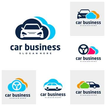 Set of Car cloud logo vector template, Creative car logo design concepts Stock Illustration