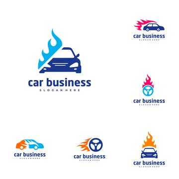 Set of Car fire logo vector template, Creative Car logo design concepts Stock Illustration