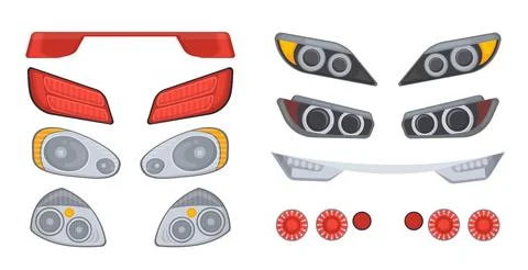 Set of car headlights vector concept 스톡 일러스트