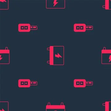 Set Car key with remote and battery on seamless pattern. Vector 스톡 일러스트