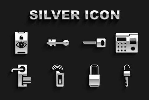 Set Car key with remote, House intercom system, Unlocked, Lock, Digital doo.. 스톡 일러스트