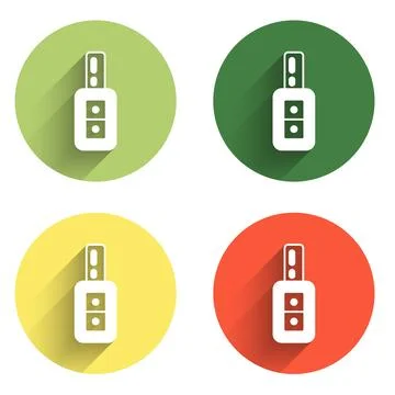 Set Car key with remote icon isolated with long shadow background. Car key .. Stock Illustration