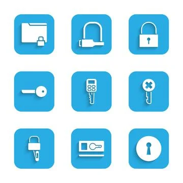 Set Car key with remote, Key card, Keyhole, Wrong, Lock picks for lock picking Stock Illustration