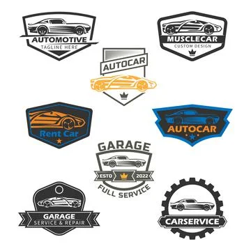 Set car logo, emblems, badges. Logo for service car repair, and other design Stock Illustration