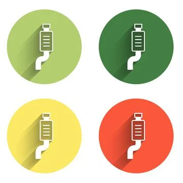 Set Car muffler icon isolated with long shadow background. Exhaust pipe. Co.. Stock Illustration
