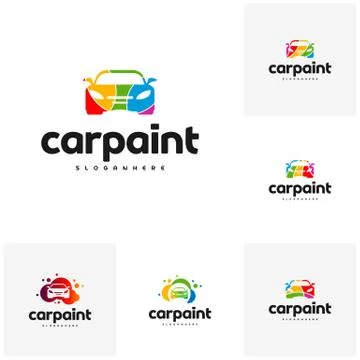 Set of Car Paint Logo Template Design Vector Stock Illustration
