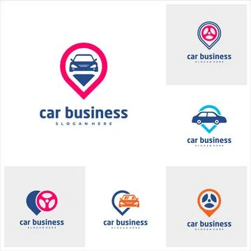 Set of Car point logo vector template, Creative car logo design concepts Stock Illustration