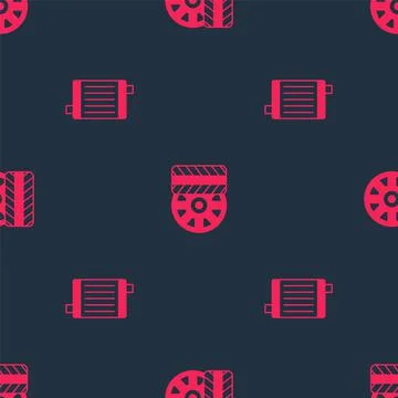 Set Car radiator cooling system and tire wheel on seamless pattern. Vector 스톡 일러스트