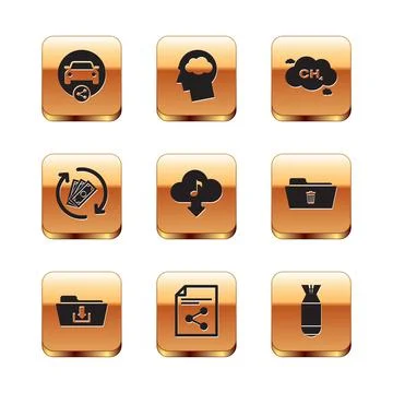 Set Car sharing, Folder download, Share file, Cloud music, Refund money and Illustration