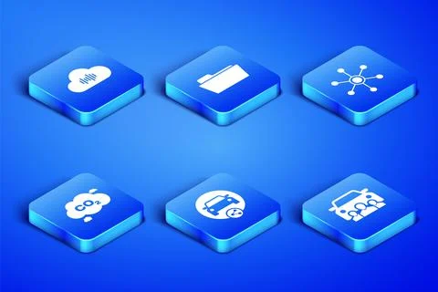 Set Car sharing, Music streaming service, , CO2 emissions cloud, Folder and Stock Illustration